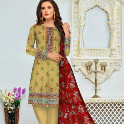 (Unstitched) Digital Printed Lawn 3(Piece)
